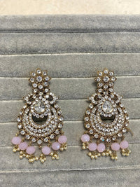 SLIGHTLY IMPERFECT: Antique Gold Drop Earrings - Pink/Clear - SOKORA JEWELSSLIGHTLY IMPERFECT: Antique Gold Drop Earrings - Pink/Clear
