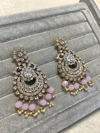 SLIGHTLY IMPERFECT: Antique Gold Drop Earrings - Pink/Clear - SOKORA JEWELSSLIGHTLY IMPERFECT: Antique Gold Drop Earrings - Pink/Clear