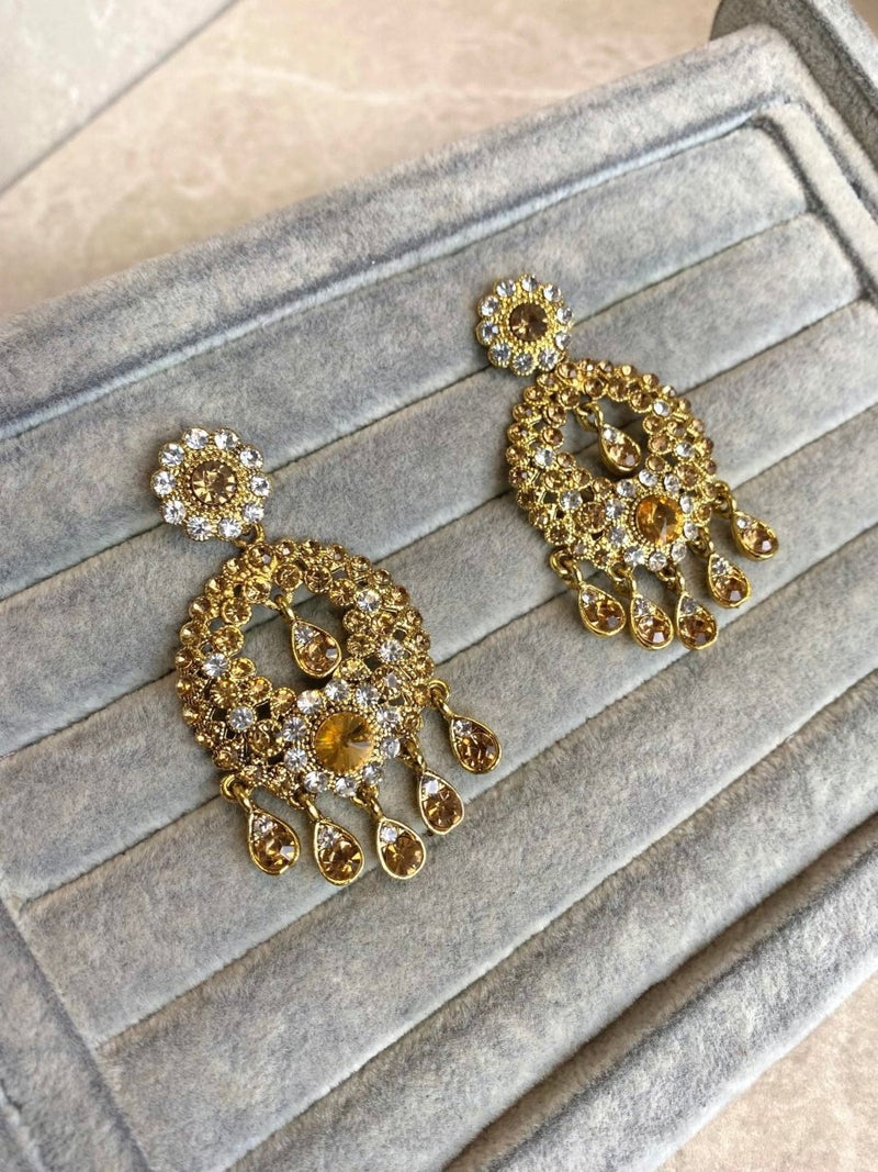 Slightly Imperfect: Antique Gold Earrings - Gold/Clear - SOKORA JEWELSSlightly Imperfect: Antique Gold Earrings - Gold/Clear