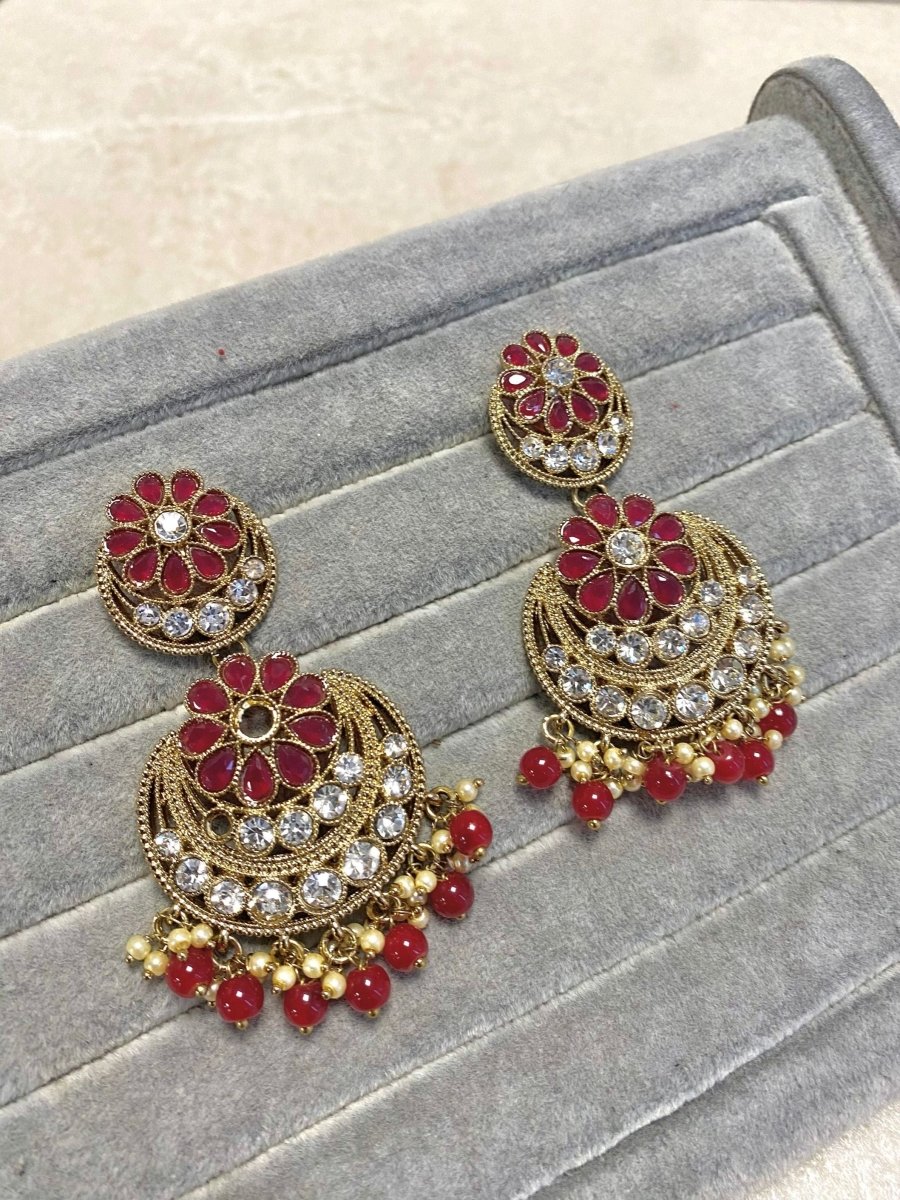 Slightly Imperfect: Antique Gold Earrings - Ruby - SOKORA JEWELSSlightly Imperfect: Antique Gold Earrings - Ruby