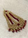 SLIGHTLY IMPERFECT: Antique Gold Jhumar - Maroon - SOKORA JEWELSSLIGHTLY IMPERFECT: Antique Gold Jhumar - Maroon