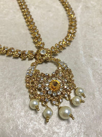 SLIGHTLY IMPERFECT: Antique Gold Mathapatti - Gold/Clear - SOKORA JEWELSSLIGHTLY IMPERFECT: Antique Gold Mathapatti - Gold/Clear