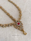 SLIGHTLY IMPERFECT: Antique Gold Mathapatti - Red - SOKORA JEWELSSLIGHTLY IMPERFECT: Antique Gold Mathapatti - Red