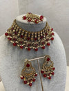 SLIGHTLY IMPERFECT: Antique Gold Necklace - Ruby - SOKORA JEWELSSLIGHTLY IMPERFECT: Antique Gold Necklace - RubyChoker Sets