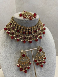 SLIGHTLY IMPERFECT: Antique Gold Necklace - Ruby - SOKORA JEWELSSLIGHTLY IMPERFECT: Antique Gold Necklace - RubyChoker Sets