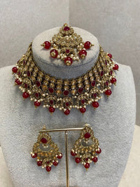 SLIGHTLY IMPERFECT: Antique Gold Necklace - Ruby - SOKORA JEWELSSLIGHTLY IMPERFECT: Antique Gold Necklace - RubyChoker Sets