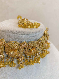 SLIGHTLY IMPERFECT: Antique Gold Necklace Set - Amber - SOKORA JEWELSSLIGHTLY IMPERFECT: Antique Gold Necklace Set - AmberNECKLACE SETS