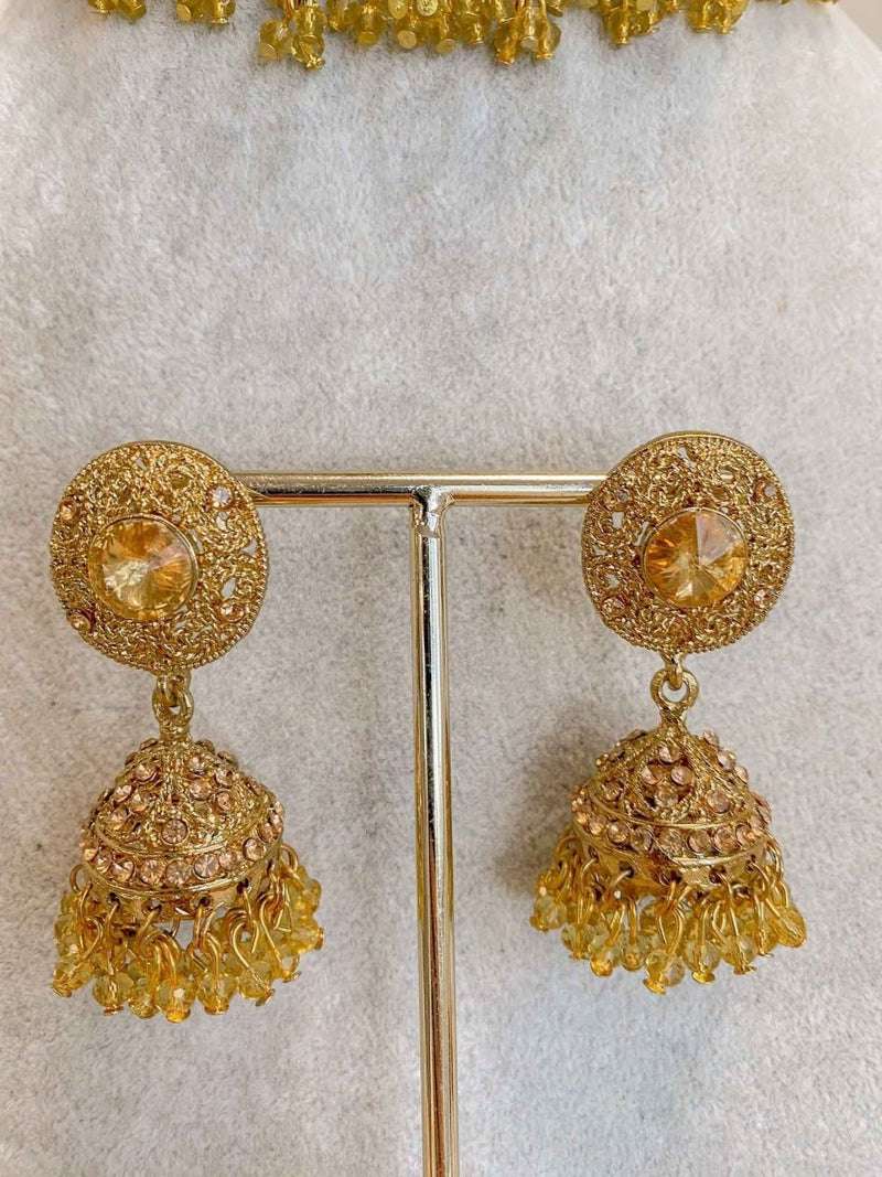 SLIGHTLY IMPERFECT: Antique Gold Necklace Set - Amber - SOKORA JEWELSSLIGHTLY IMPERFECT: Antique Gold Necklace Set - AmberNECKLACE SETS