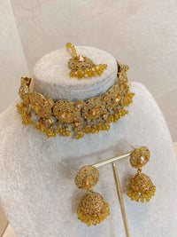 SLIGHTLY IMPERFECT: Antique Gold Necklace Set - Amber - SOKORA JEWELSSLIGHTLY IMPERFECT: Antique Gold Necklace Set - AmberNECKLACE SETS