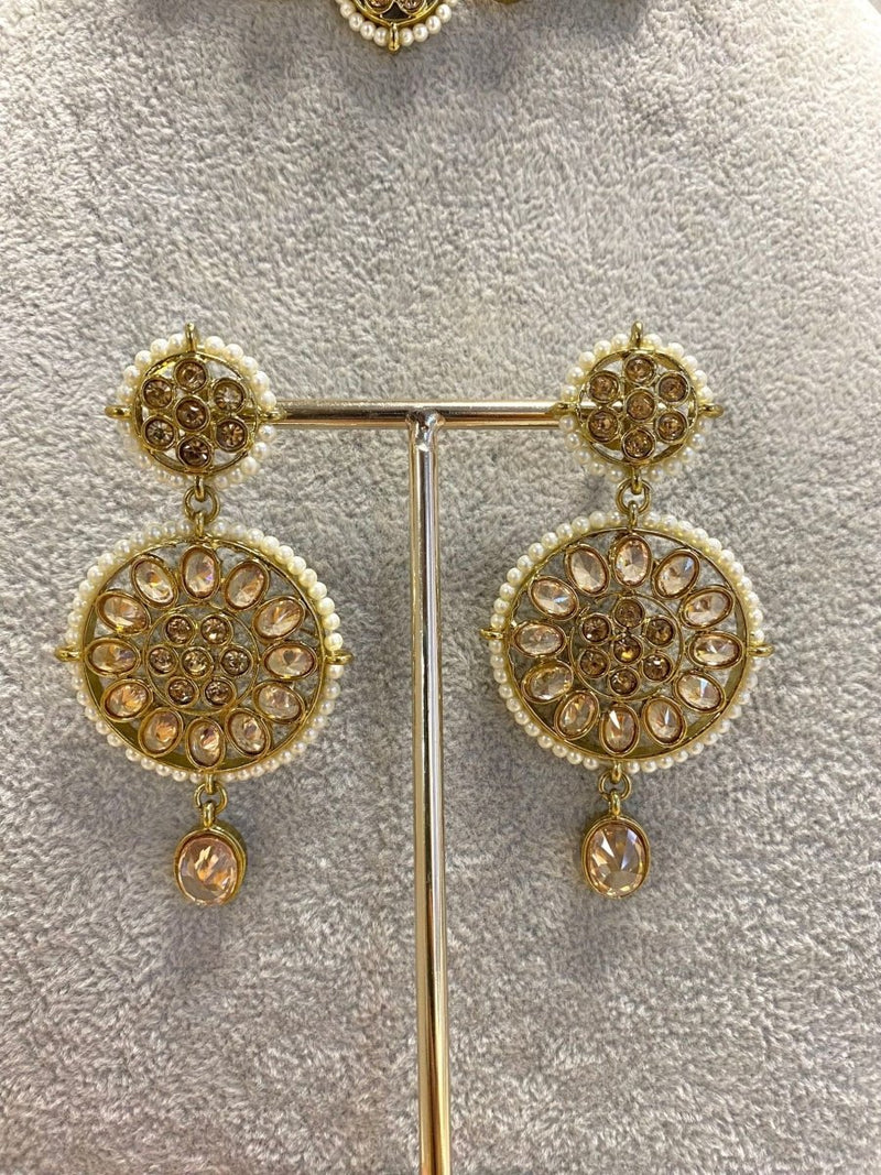 SLIGHTLY IMPERFECT: Antique Gold Necklace Set - Champagne/Pearl - SOKORA JEWELSSLIGHTLY IMPERFECT: Antique Gold Necklace Set - Champagne/PearlNECKLACE SETS