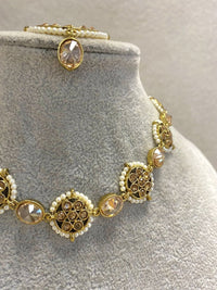 SLIGHTLY IMPERFECT: Antique Gold Necklace Set - Champagne/Pearl - SOKORA JEWELSSLIGHTLY IMPERFECT: Antique Gold Necklace Set - Champagne/PearlNECKLACE SETS