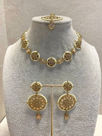 SLIGHTLY IMPERFECT: Antique Gold Necklace Set - Champagne/Pearl - SOKORA JEWELSSLIGHTLY IMPERFECT: Antique Gold Necklace Set - Champagne/PearlNECKLACE SETS