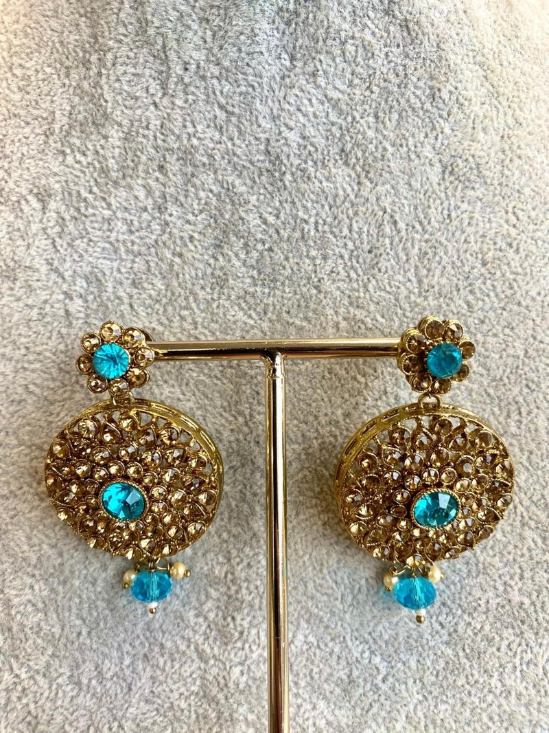 SLIGHTLY IMPERFECT: Antique Gold Necklace Set - Turquoise - SOKORA JEWELSSLIGHTLY IMPERFECT: Antique Gold Necklace Set - TurquoiseNECKLACE SETS