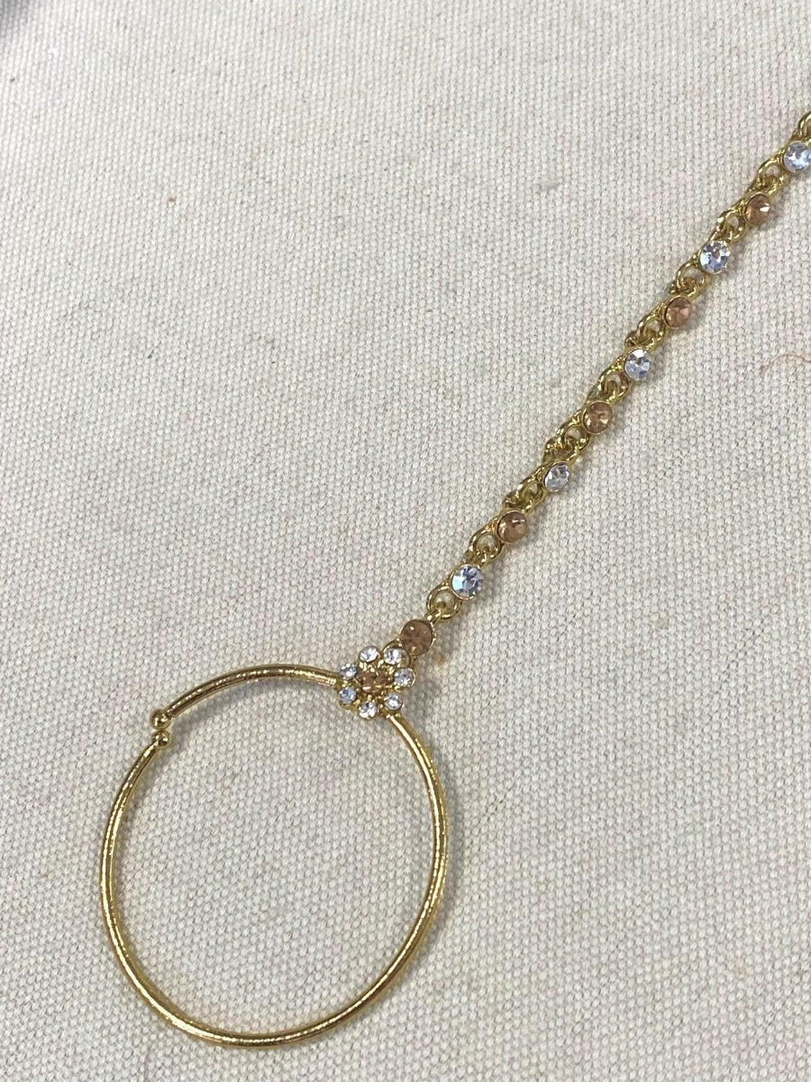 SLIGHTLY IMPERFECT: Antique Gold Nose Ring - Gold/Clear (Slide Type) - SOKORA JEWELSSLIGHTLY IMPERFECT: Antique Gold Nose Ring - Gold/Clear (Slide Type)