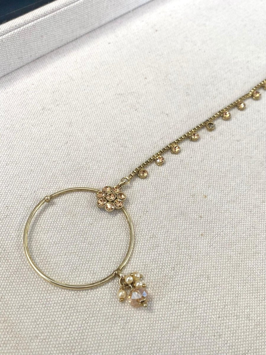 SLIGHTLY IMPERFECT: Antique Gold Nose Ring - Golden (Slide Type) - SOKORA JEWELSSLIGHTLY IMPERFECT: Antique Gold Nose Ring - Golden (Slide Type)