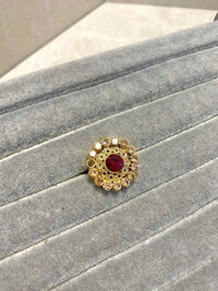 SLIGHTLY IMPERFECT: Antique Gold Ring - Maroon - SOKORA JEWELSSLIGHTLY IMPERFECT: Antique Gold Ring - MaroonRING