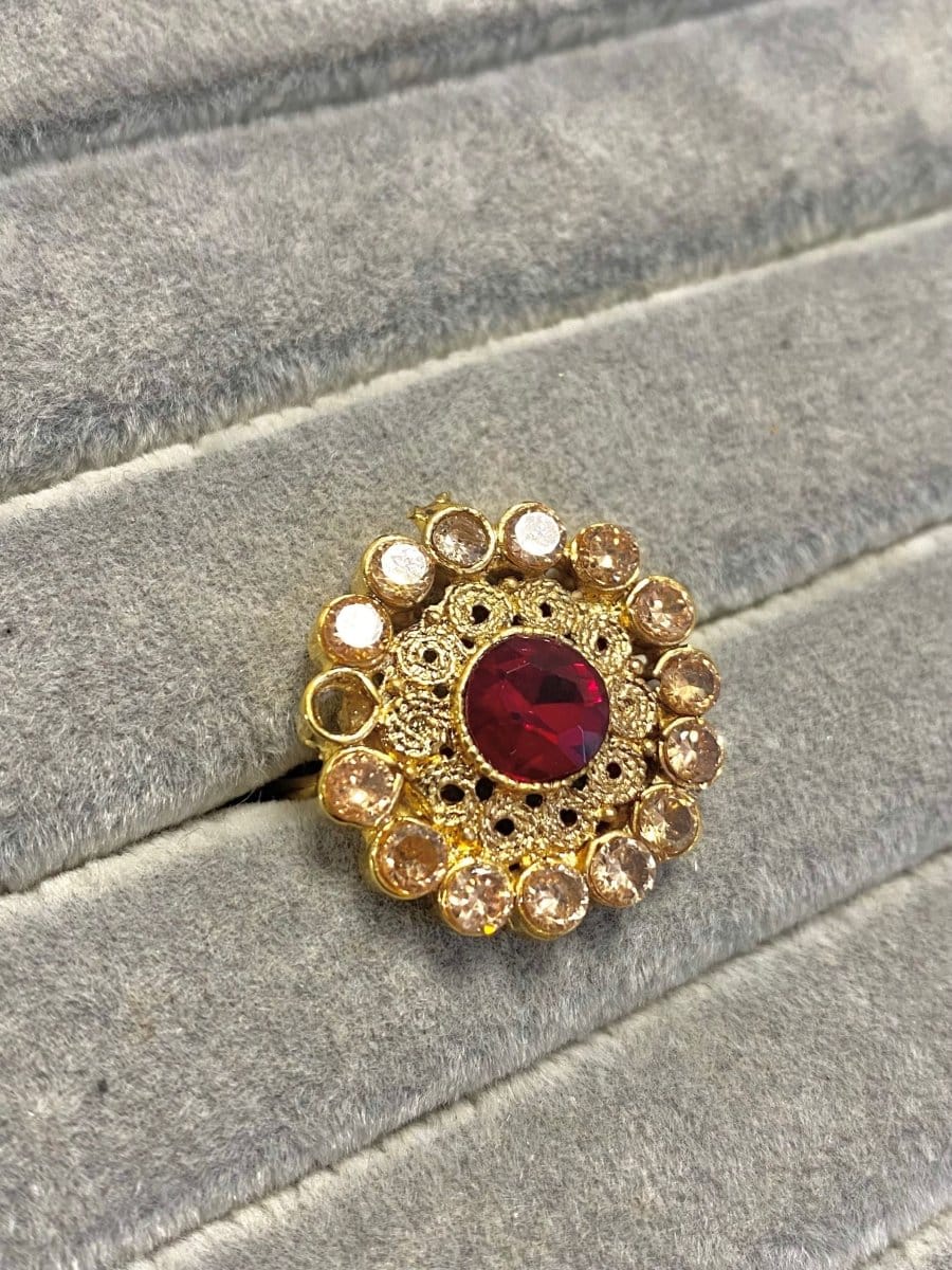 SLIGHTLY IMPERFECT: Antique Gold Ring - Maroon - SOKORA JEWELSSLIGHTLY IMPERFECT: Antique Gold Ring - MaroonRING