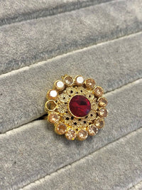 SLIGHTLY IMPERFECT: Antique Gold Ring - Maroon - SOKORA JEWELSSLIGHTLY IMPERFECT: Antique Gold Ring - MaroonRING