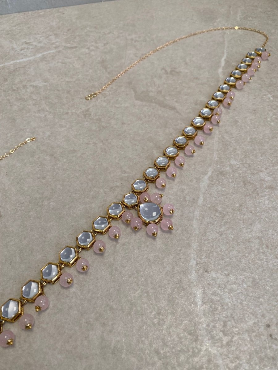 SLIGHTLY IMPERFECT: Antique Gold Waist Chain - Pink - SOKORA JEWELSSLIGHTLY IMPERFECT: Antique Gold Waist Chain - Pink