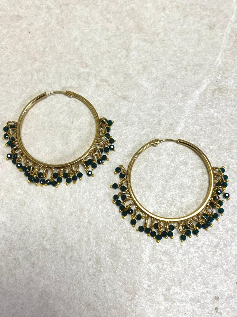 SLIGHTLY IMPERFECT: Beaded Hoop Earrings - Dark Green - SOKORA JEWELSSLIGHTLY IMPERFECT: Beaded Hoop Earrings - Dark Green