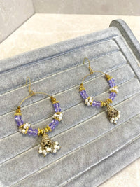 SLIGHTLY IMPERFECT: Beaded Hoop Earrings - Purple - SOKORA JEWELSSLIGHTLY IMPERFECT: Beaded Hoop Earrings - Purple