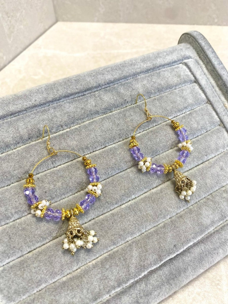 SLIGHTLY IMPERFECT: Beaded Hoop Earrings - Purple - SOKORA JEWELSSLIGHTLY IMPERFECT: Beaded Hoop Earrings - Purple