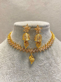 SLIGHTLY IMPERFECT: Bright Gold Choker Set - Pearl - SOKORA JEWELSSLIGHTLY IMPERFECT: Bright Gold Choker Set - Pearl