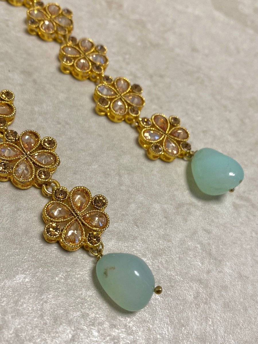 SLIGHTLY IMPERFECT: Bright Gold Drop Earrings - Sea Green - SOKORA JEWELSSLIGHTLY IMPERFECT: Bright Gold Drop Earrings - Sea Green