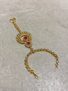 SLIGHTLY IMPERFECT: Bright Gold Hand Harness - Red/Clear - SOKORA JEWELSSLIGHTLY IMPERFECT: Bright Gold Hand Harness - Red/Clear