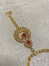 SLIGHTLY IMPERFECT: Bright Gold Hand Harness - Red/Clear - SOKORA JEWELSSLIGHTLY IMPERFECT: Bright Gold Hand Harness - Red/Clear