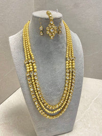 SLIGHTLY IMPERFECT: Bright Gold Kundan Mala Set - SOKORA JEWELSSLIGHTLY IMPERFECT: Bright Gold Kundan Mala SetNECKLACE SETS