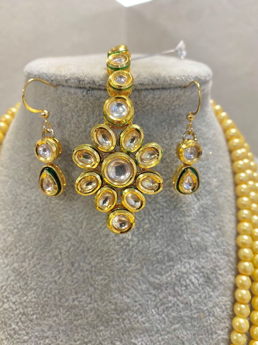 SLIGHTLY IMPERFECT: Bright Gold Kundan Mala Set - SOKORA JEWELSSLIGHTLY IMPERFECT: Bright Gold Kundan Mala SetNECKLACE SETS