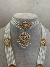 SLIGHTLY IMPERFECT: Bright Gold Mala & Choker Set - Pearl - SOKORA JEWELSSLIGHTLY IMPERFECT: Bright Gold Mala & Choker Set - Pearl