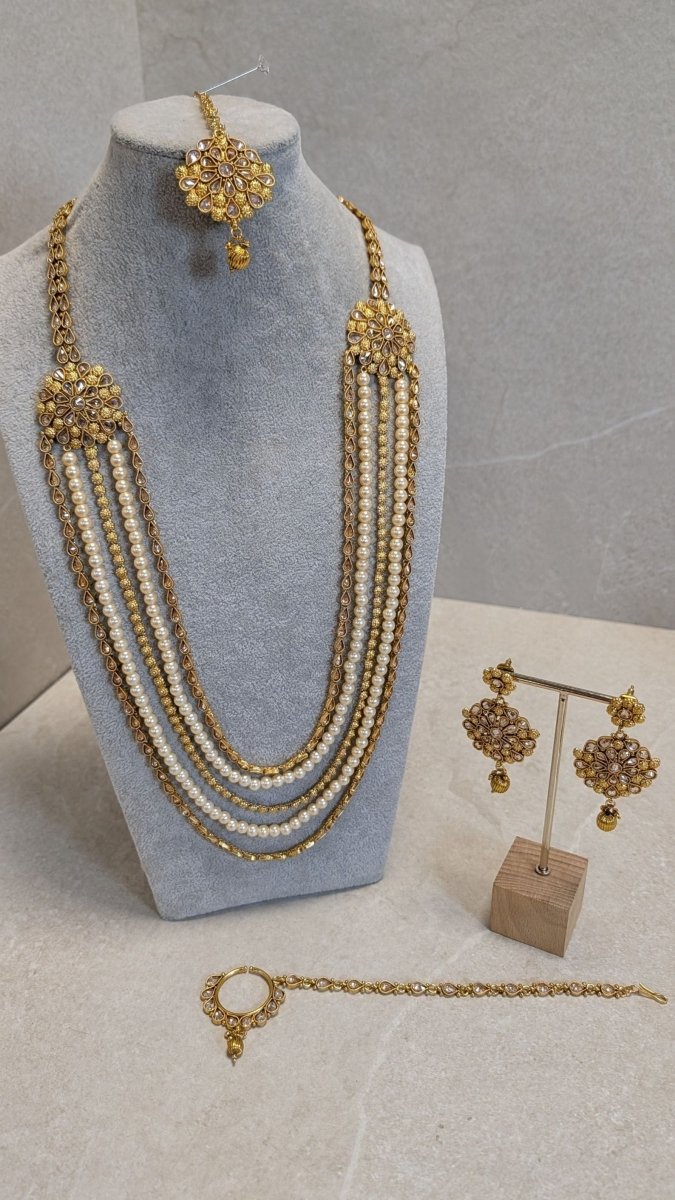 SLIGHTLY IMPERFECT: Bright Gold Mala Set - Pearl - SOKORA JEWELSSLIGHTLY IMPERFECT: Bright Gold Mala Set - Pearl