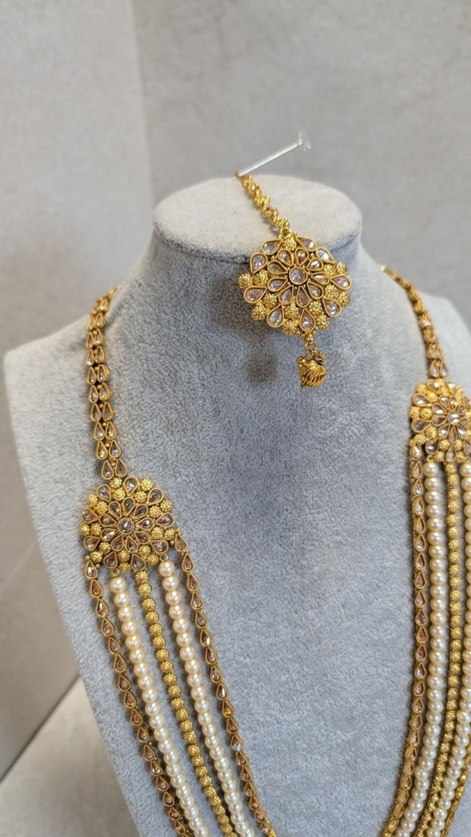 SLIGHTLY IMPERFECT: Bright Gold Mala Set - Pearl - SOKORA JEWELSSLIGHTLY IMPERFECT: Bright Gold Mala Set - Pearl