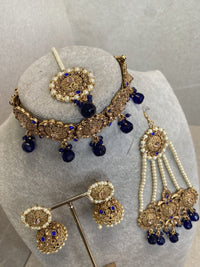 SLIGHTLY IMPERFECT: Diana Choker Set - Navy - SOKORA JEWELSSLIGHTLY IMPERFECT: Diana Choker Set - NavyChoker Sets