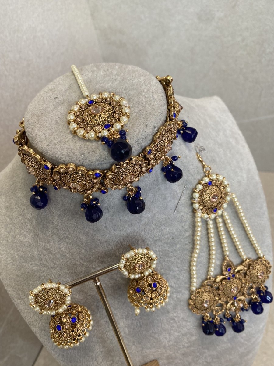 SLIGHTLY IMPERFECT: Diana Choker Set - Navy - SOKORA JEWELSSLIGHTLY IMPERFECT: Diana Choker Set - NavyChoker Sets