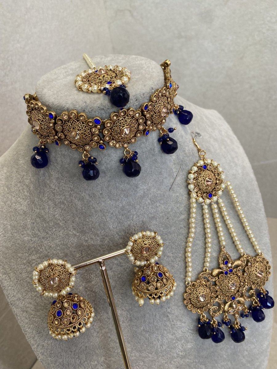 SLIGHTLY IMPERFECT: Diana Choker Set - Navy - SOKORA JEWELSSLIGHTLY IMPERFECT: Diana Choker Set - NavyChoker Sets