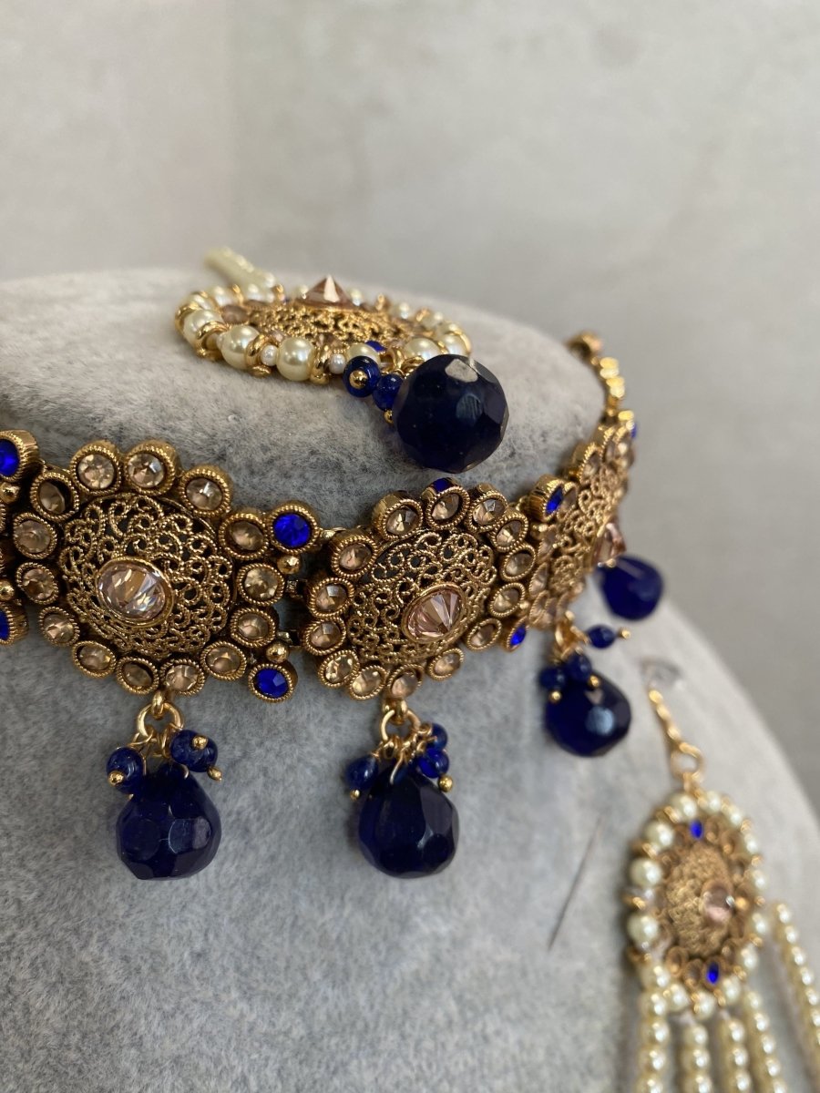 SLIGHTLY IMPERFECT: Diana Choker Set - Navy - SOKORA JEWELSSLIGHTLY IMPERFECT: Diana Choker Set - NavyChoker Sets