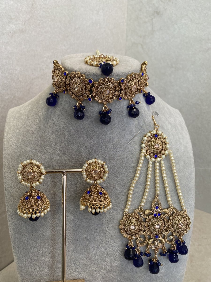 SLIGHTLY IMPERFECT: Diana Choker Set - Navy - SOKORA JEWELSSLIGHTLY IMPERFECT: Diana Choker Set - NavyChoker Sets