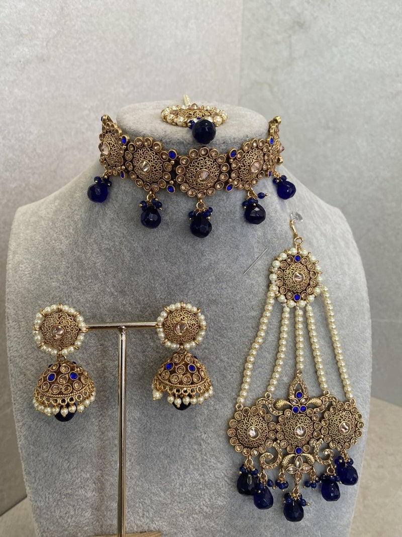 SLIGHTLY IMPERFECT: Diana Choker Set - Navy - SOKORA JEWELSSLIGHTLY IMPERFECT: Diana Choker Set - NavyChoker Sets