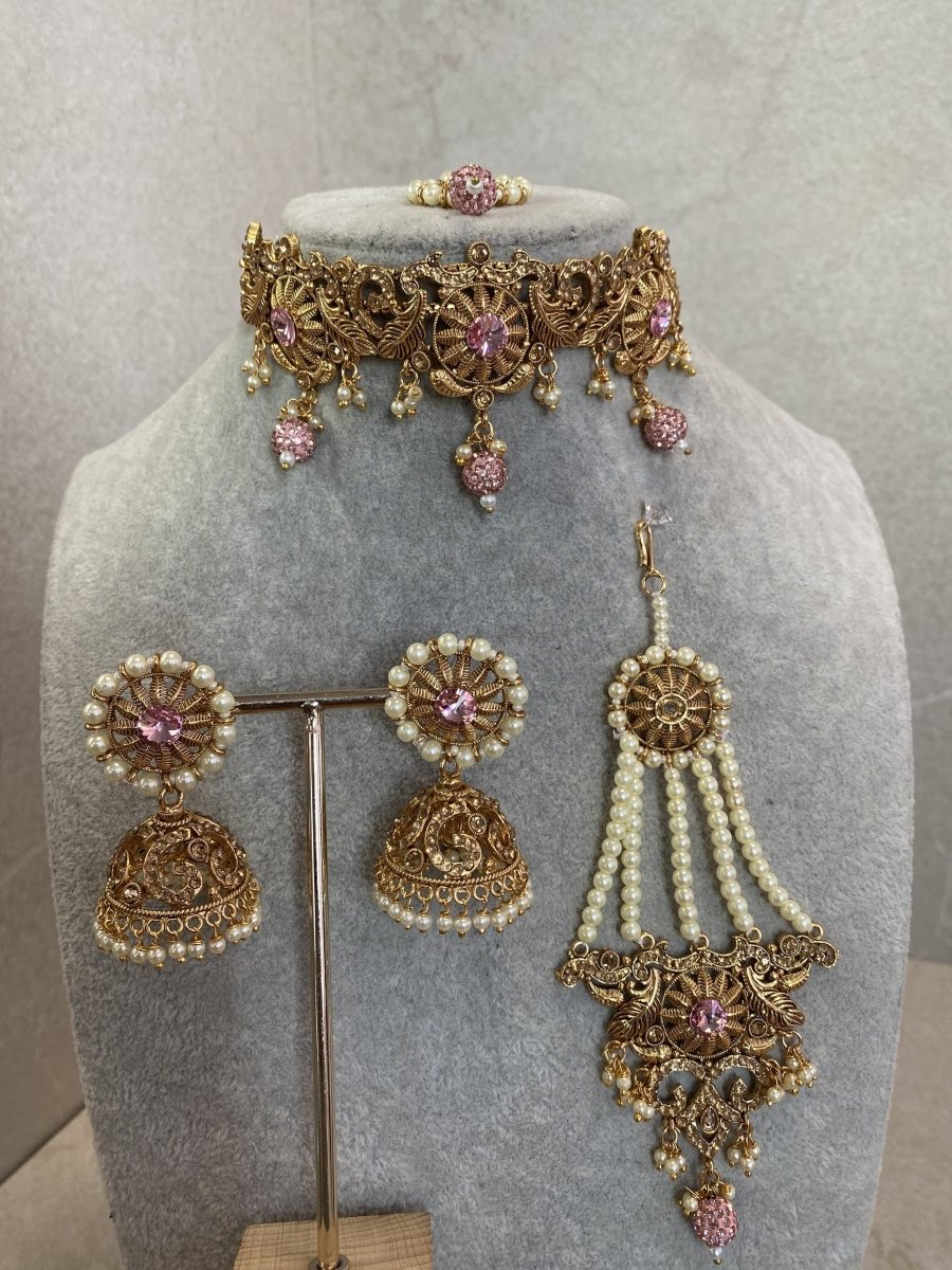 SLIGHTLY IMPERFECT: Diana Choker Set - Pink - SOKORA JEWELSSLIGHTLY IMPERFECT: Diana Choker Set - PinkChoker Sets