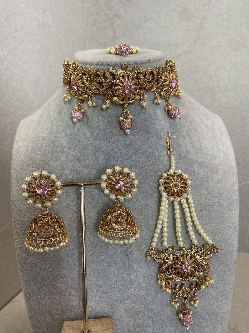 SLIGHTLY IMPERFECT: Diana Choker Set - Pink - SOKORA JEWELSSLIGHTLY IMPERFECT: Diana Choker Set - PinkChoker Sets