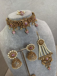 SLIGHTLY IMPERFECT: Diana Choker Set - Pink - SOKORA JEWELSSLIGHTLY IMPERFECT: Diana Choker Set - PinkChoker Sets