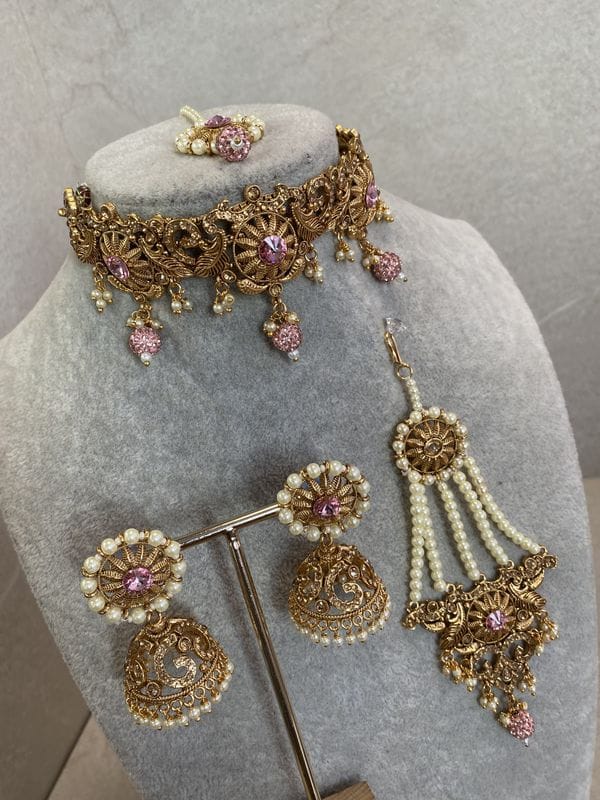 SLIGHTLY IMPERFECT: Diana Choker Set - Pink - SOKORA JEWELSSLIGHTLY IMPERFECT: Diana Choker Set - PinkChoker Sets