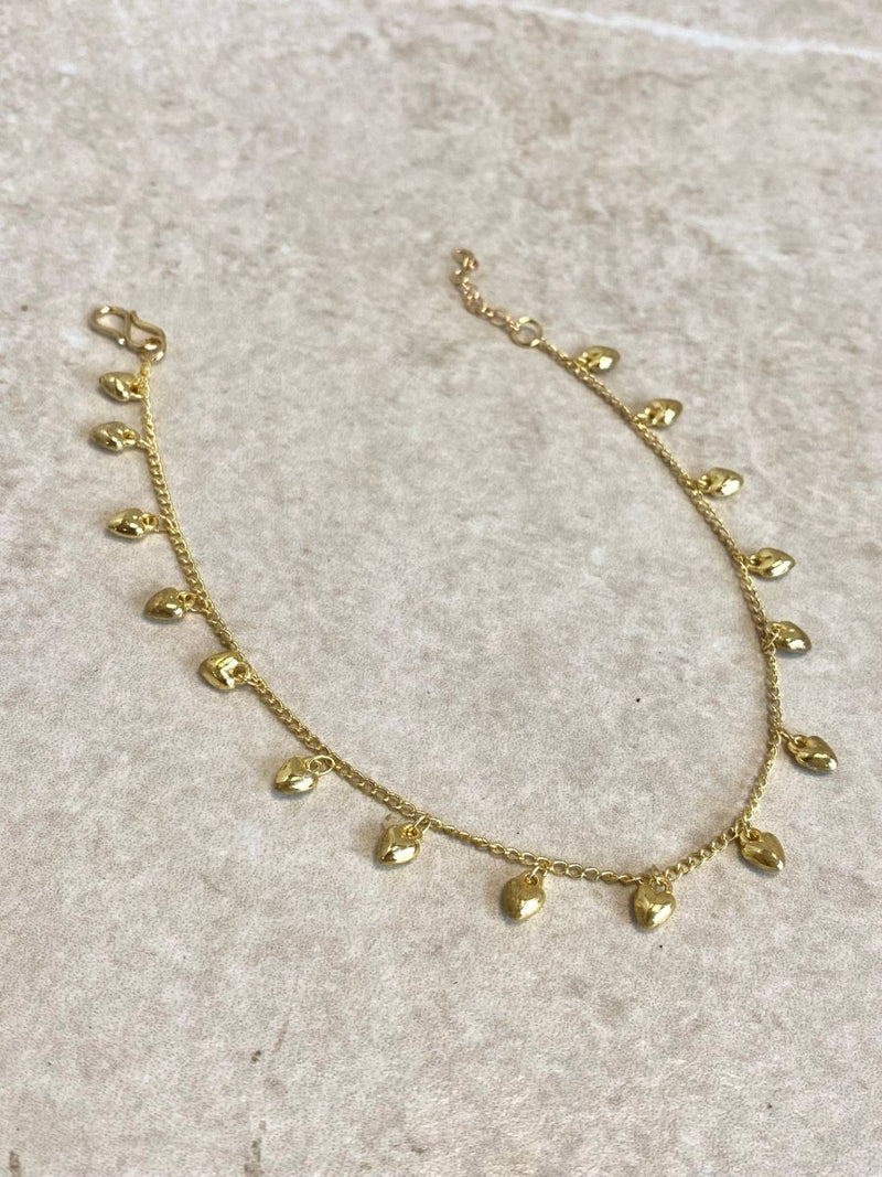 SLIGHTLY IMPERFECT: Golden Heart Themed Anklet - SOKORA JEWELSSLIGHTLY IMPERFECT: Golden Heart Themed Anklet