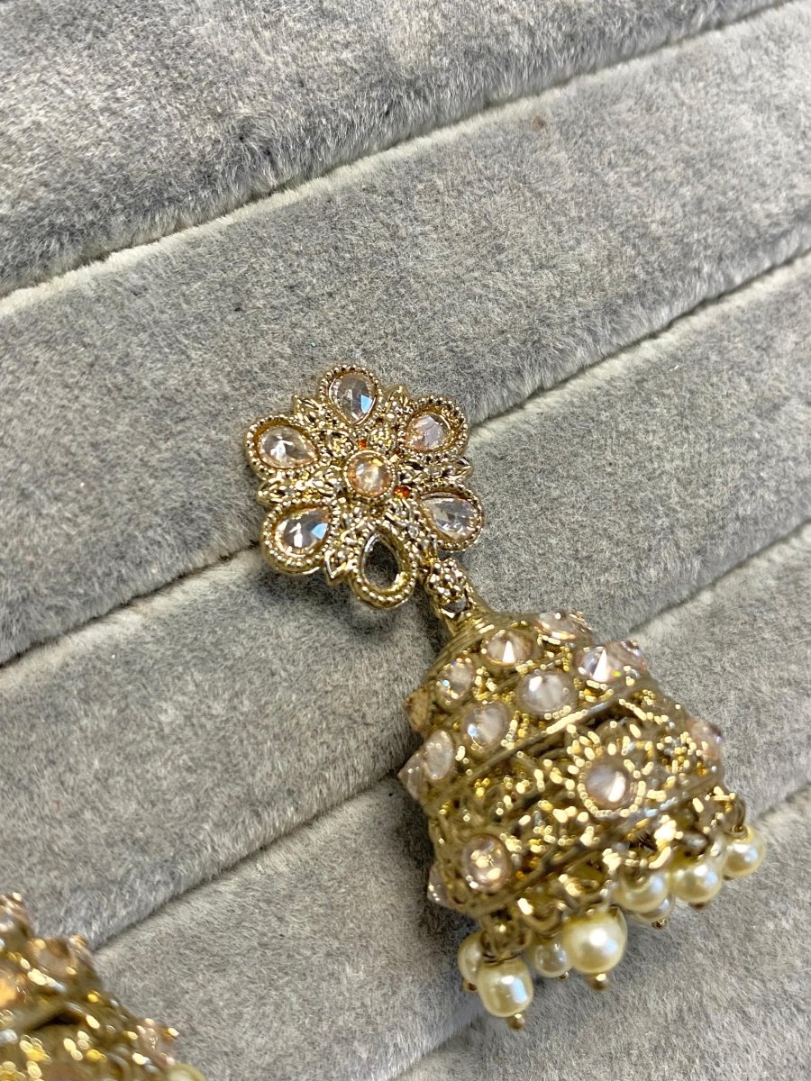 (Slightly Imperfect) Jhumka Earrings - Golden Shimmer - SOKORA JEWELS(Slightly Imperfect) Jhumka Earrings - Golden Shimmer
