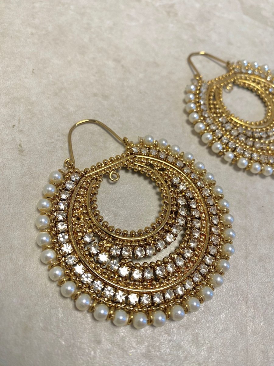 (Slightly Imperfect) Large Antique Gold Earrings - Clear - SOKORA JEWELS(Slightly Imperfect) Large Antique Gold Earrings - Clear