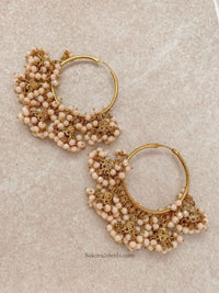 SLIGHTLY IMPERFECT: Large Jhumka Hoop Earrings - Peach - SOKORA JEWELSSLIGHTLY IMPERFECT: Large Jhumka Hoop Earrings - Peach