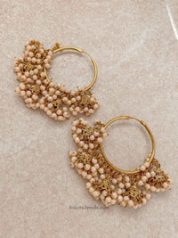 SLIGHTLY IMPERFECT: Large Jhumka Hoop Earrings - Peach - SOKORA JEWELSSLIGHTLY IMPERFECT: Large Jhumka Hoop Earrings - Peach